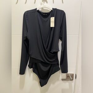 Abercrombie & Fitch Black Long Sleeve Bodysuit (L)